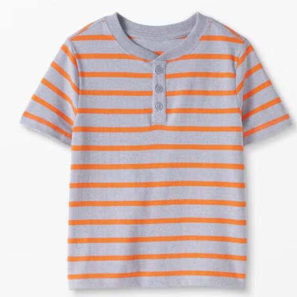 Hanna Andersson Orange & Gray Recycled Striped Henley Tee. Size 5 - Picture 1 of 4